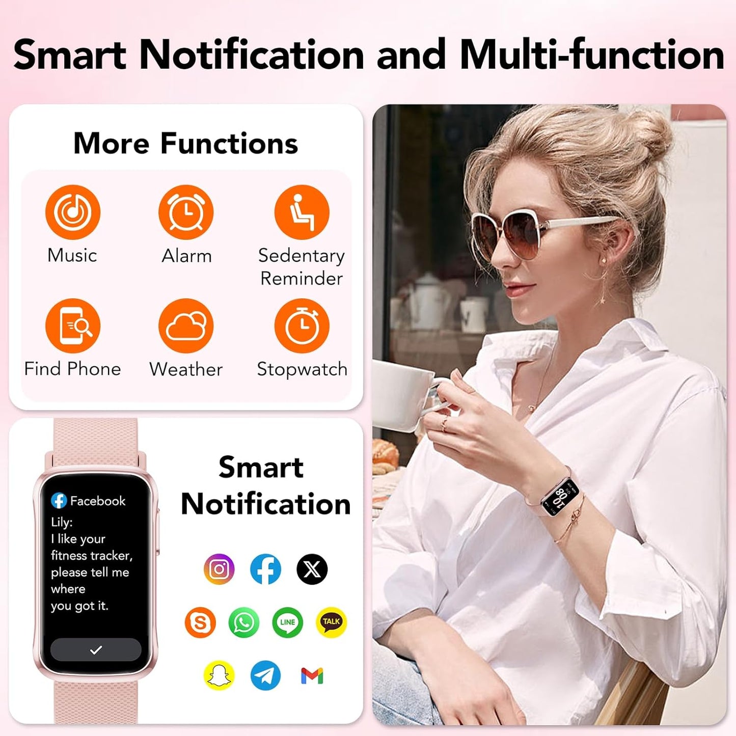 Fitness Tracker Watch, Fitness Watches for Women Men with 24/7 Heart Rate/Sleep Monitor, 20+ Sports Modes Smart Watches for Women, IP68 Waterproof Activity Trackers and Smartwatches for Android/Ios