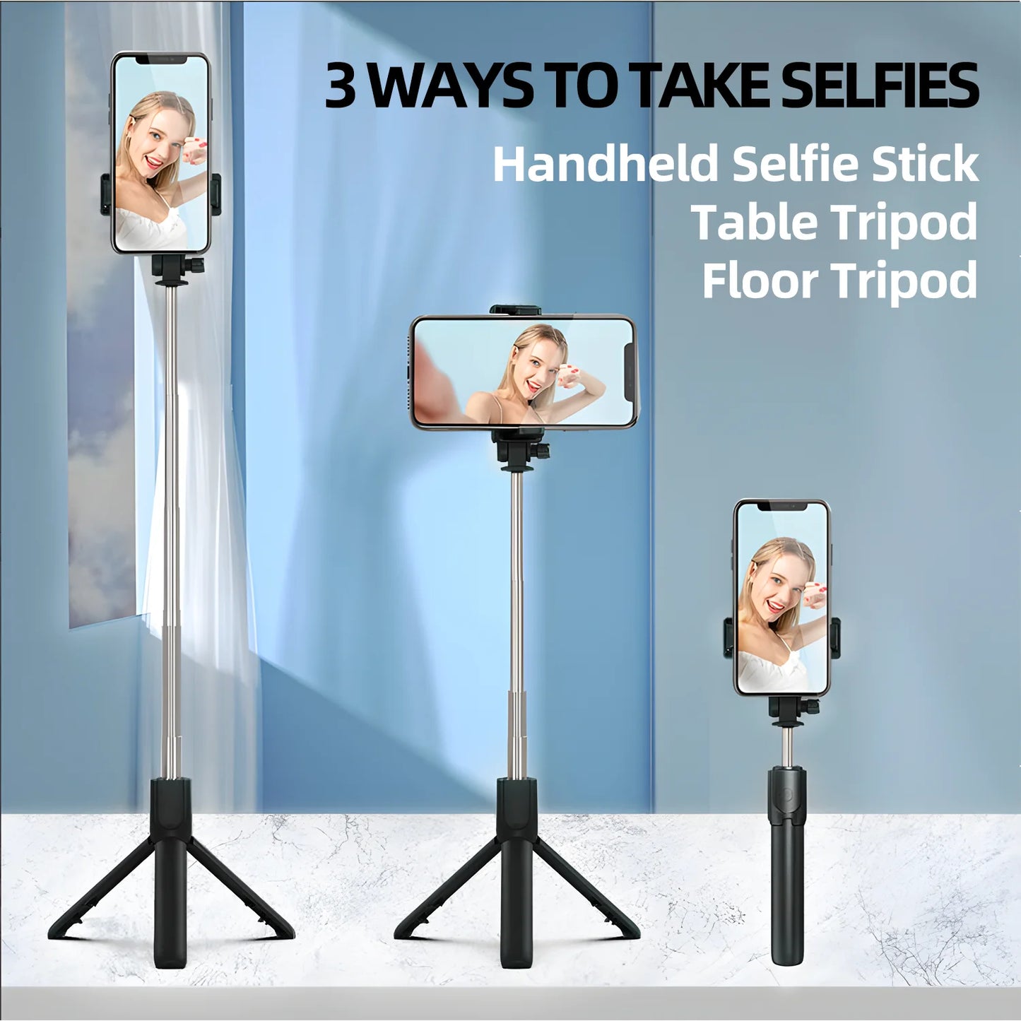 Selfie Stick, 40 in Retractable with Remote, 2 Level Fill Light, Selfie Stick for Iphone Android, Black