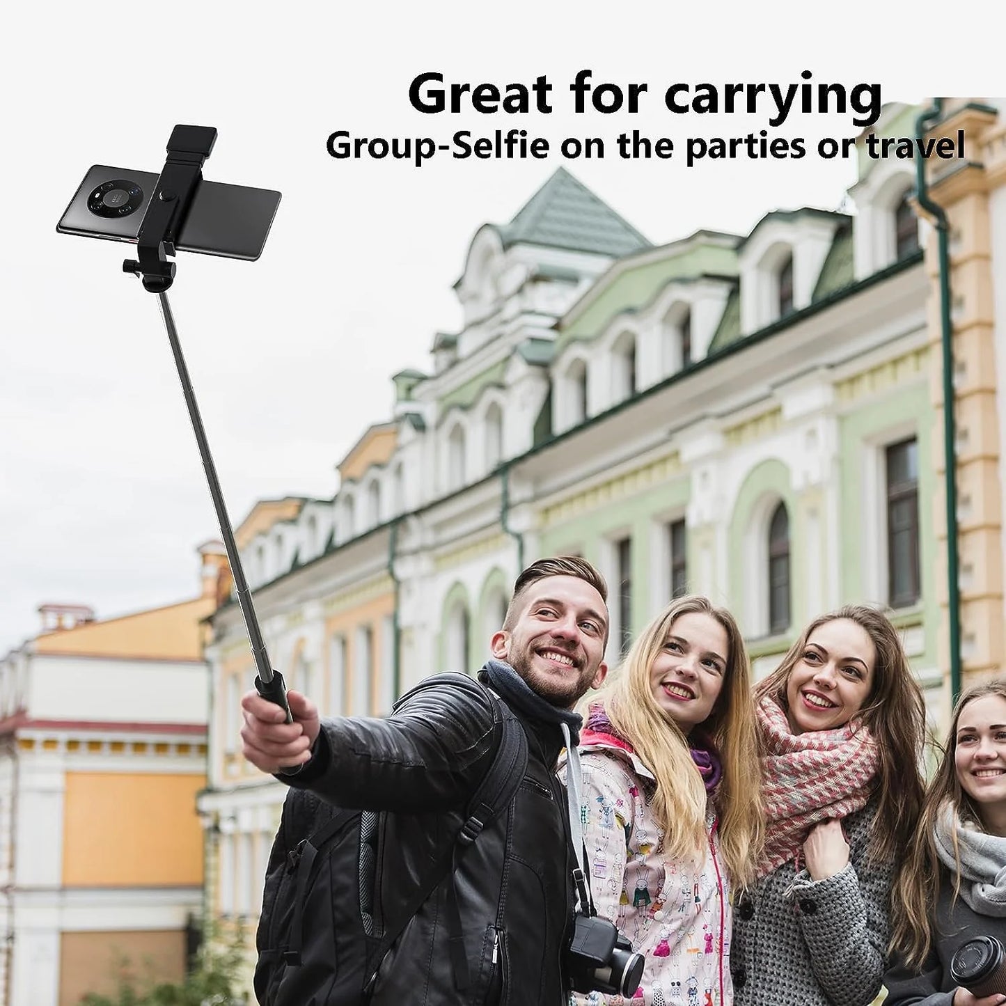 Selfie Stick, 40 in Retractable with Remote, 2 Level Fill Light, Selfie Stick for Iphone Android, Black