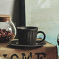 Playthings Japanese Single Product Coffee Cup With Saucer, Stoneware Stripes
