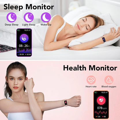 Fitness Tracker Watch, Fitness Watches for Women Men with 24/7 Heart Rate/Sleep Monitor, 20+ Sports Modes Smart Watches for Women, IP68 Waterproof Activity Trackers and Smartwatches for Android/Ios