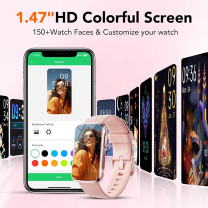 Fitness Tracker Watch, Fitness Watches for Women Men with 24/7 Heart Rate/Sleep Monitor, 20+ Sports Modes Smart Watches for Women, IP68 Waterproof Activity Trackers and Smartwatches for Android/Ios