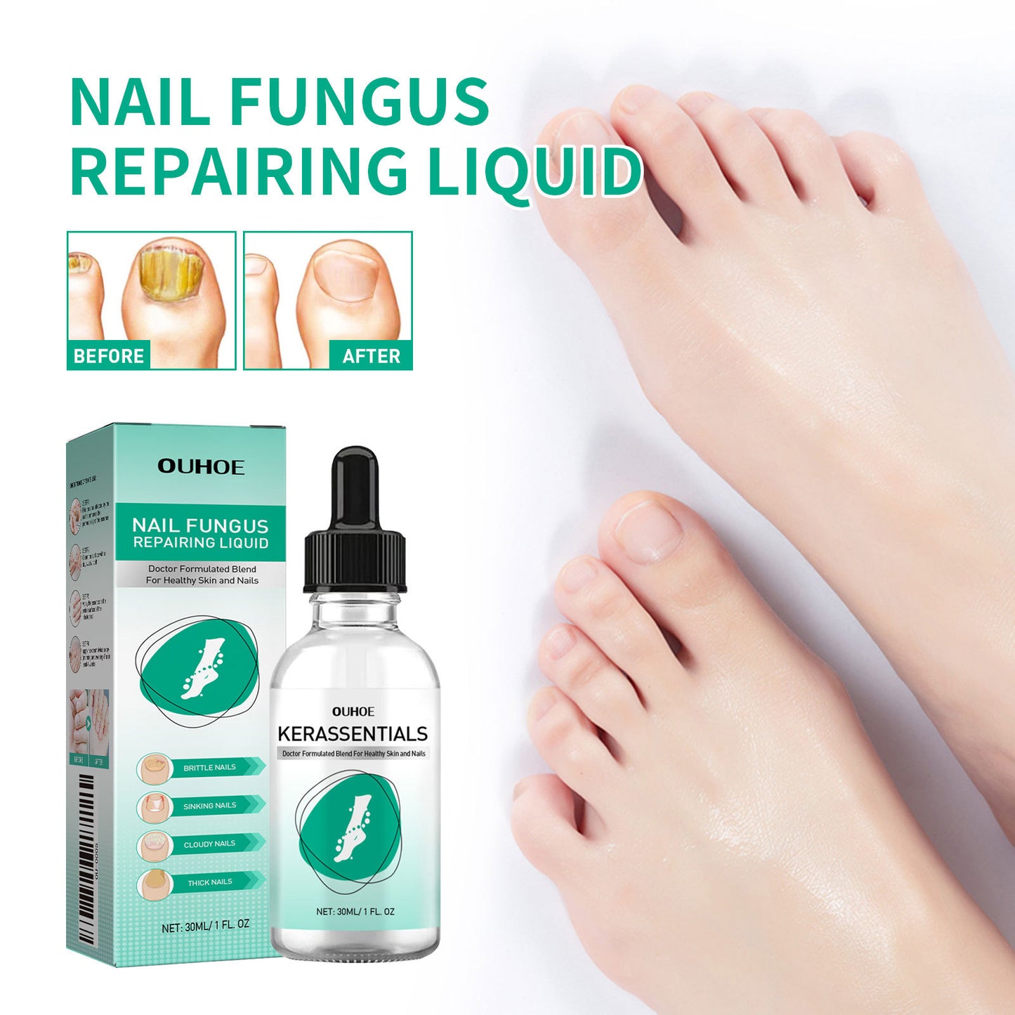 OUHOE Nail Care Nail Soft Nail Care Daily Cleansing Gentle Care Moisturizing Bright Nail Care Solution