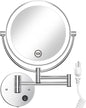 8.5" Wall Mounted Lighted Magnifying Mirror, 1X/10X Double-Sided Magnification round LED Cosmetic Vanity Bathroom Mirror Extendable Arm 360° Swivel for Shaving Makeup